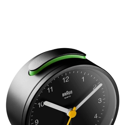 Braun Black Quartz Movement Alarm Clock with Luminous Hands