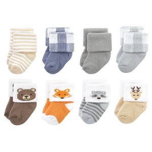 Hudson Baby Infant Boy Cotton Rich Newborn and Terry Socks, Woodland - 1 of 4