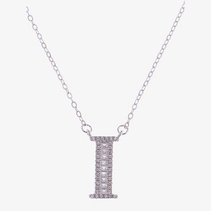 Anna-Kaci Silver Tone Initial Letter Pendant Necklace with Crystal Rhinestone Accents - 1 of 4