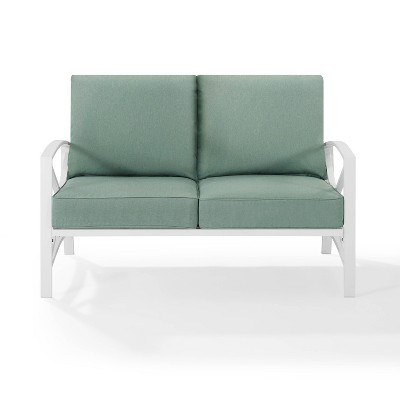 Kaplan Loveseat White/Teal - Crosley