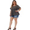 Agnes Orinda Women's Plus Size Boho Ditsy Floral V Neck Ruffle Tiered Pleated Babydoll Blouses - 3 of 4