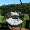 Sunnydaze Outdoor Resin Wicker Patio Jackson Hanging Basket Egg Chair Swing with Cushions and Headrest - 2pc - image 4 of 4