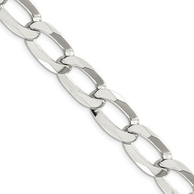 Black Bow Jewelry Men's 12.35mm Sterling Silver Open Oval Curb Chain Necklace