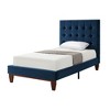 HomeRoots Navy Blue Solid Wood Twin Tufted Upholstered Velvet Bed - 4 of 4