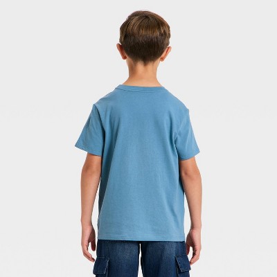 Детские Cat & Jack Boys' Short Sleeve Alien Graphic T-Shirt - Cat & Jack™ Steel Blue M — фото 3