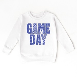 Game Day Blue Checkered - Kids Toddler Graphic Sweatshirt and Kids Youth Graphic Sweatshirt - 1 of 3