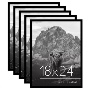 Americanflat 18x24 Poster Frame with Polished Plexiglass - Set of 5 - Galleria Collection - Gallery Wall Frame Set for Wall Display - Black - 1 of 4