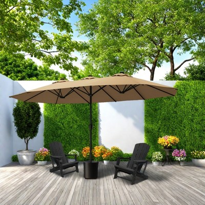 Syemin Patio Seating 3 Piece Set with Adirondack Lounge Chair Black Frog Chair 2 Piece Plus Double Ended Parasol