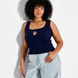 Women's Beaded Tank Top - Wild Fable™ Navy Blue Crabs 2X : Target