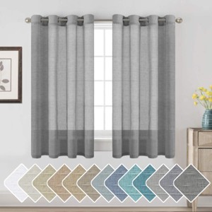 Natural Linen Blended Semi-Sheer Curtains Privacy Assured with Nickel Grommet for Living Room - 1 of 4
