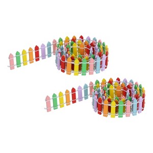 Unique Bargains Wood Decorative Miniature DIY Crafts Garden Fence 0.12 Inch Multicolored 2 Pcs - 1 of 4