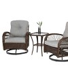 3 Piece Rattan Metal Patio Bistro Set,Outdoor Wicker Patio Conversation Set with Cushions,Coffee Table and 2 Swivel Rocker Chairs Set-Coolbibila - 2 of 4