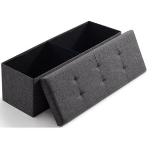 Ornavo Home Foldable Tufted Linen 43" Inch Long Bench Storage Ottoman - 1 of 4