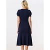 Allegra K Women's Vintage V Neckline Puff Short Sleeve Elegant Mermaid Midi Dress - 3 of 4