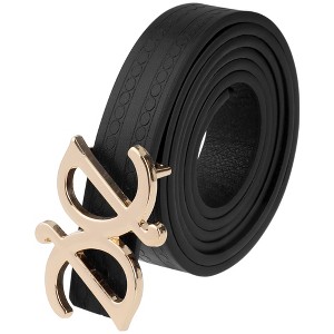 INSPIRE CHIC Women Reversible Faux Leather 0.7" Width Jacquard with Gold Buckle Belts 1Pc - 1 of 4