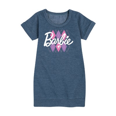 - Barbie - Argyle Graphic Short Sleeve Fleece Dress