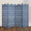 Royal Hampton Jumbo 4 Panel Folding Mango Wood with Elephant Motif Carved Design Room Divider Screen - 2 of 4