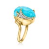 Ross-Simons Turquoise Ring With Diamonds in 18kt Gold Over Sterling Size 7 - 2 of 3