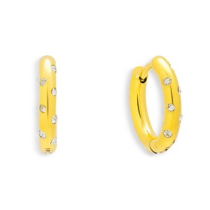 EVRY JEWELS WATERPROOF Gold or Silver Plated Stainless Steel Crystal Dot Hoop Earrings - 1 of 4