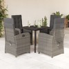 vidaXL 5 Piece Patio Dining Set with Cushions - Reclining Chairs, Gray Poly Rattan, Tempered Glass Top, Adjustable Backrest - 2 of 4