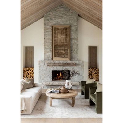 Gray and Off-White Synthetic Medium Pile Traditional Area Rug