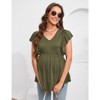 Coolmee Womens Maternity Summer Ruffle Short Sleeve Tops Shirts Casual V Neck High Waist Pregnancy Tunic Blouse - 3 of 4