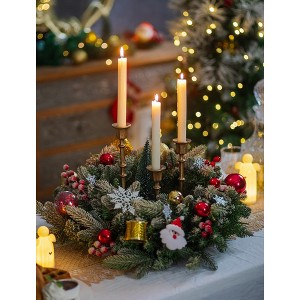 MOEPISY Cast Iron Candlestick Holders: Antique Brass Taper Candle Holders with Unique Drip Wax Aesthetics - Set of 3 - 1 of 4