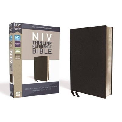 NIV, Thinline Reference Bible, Premium Bonded Leather, Black, Red Letter Edition, Comfort Print - by  Zondervan (Leather Bound)