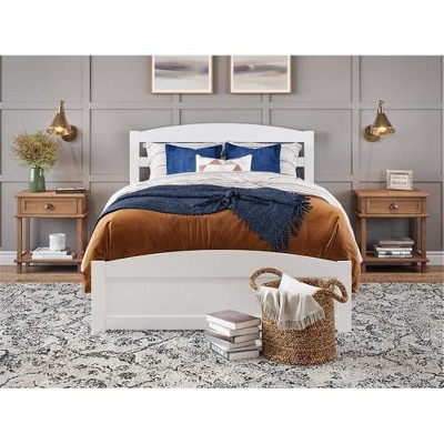 Warren White Solid Wood Queen Platform Bed with Slats