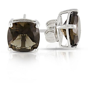 EVERLY JEWELRY | Sterling Silver 4 1/2ct TGW Smokey Quartz Solitaire Stud Earrings - 1 of 1