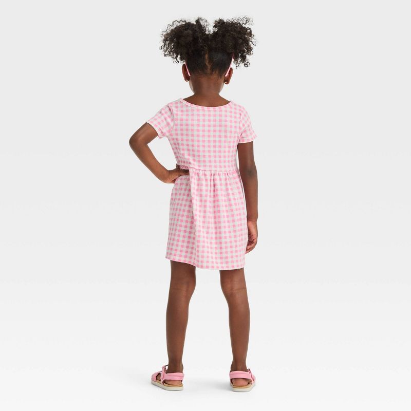 Toddler Girls' Checkered Short Sleeve Dress - Cat & Jack™ Pink, 3 of 5