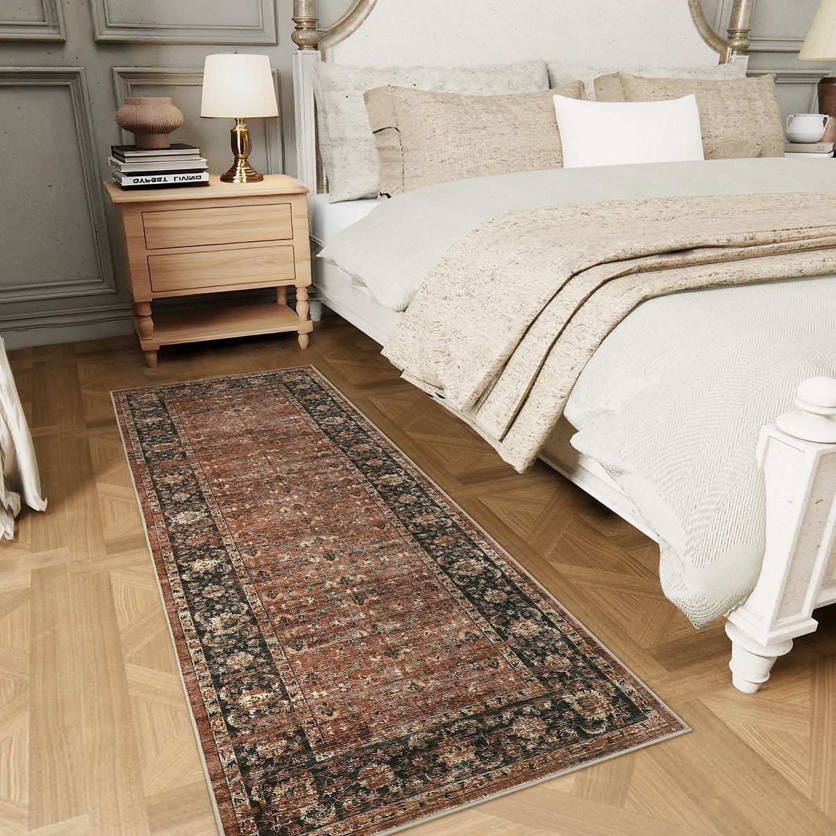 Garvee Vintage Floral Print Area Rug Washable Living Room Bedroom Area Rug Soft Non Slip Low Pile Carpet - thumbnail 9