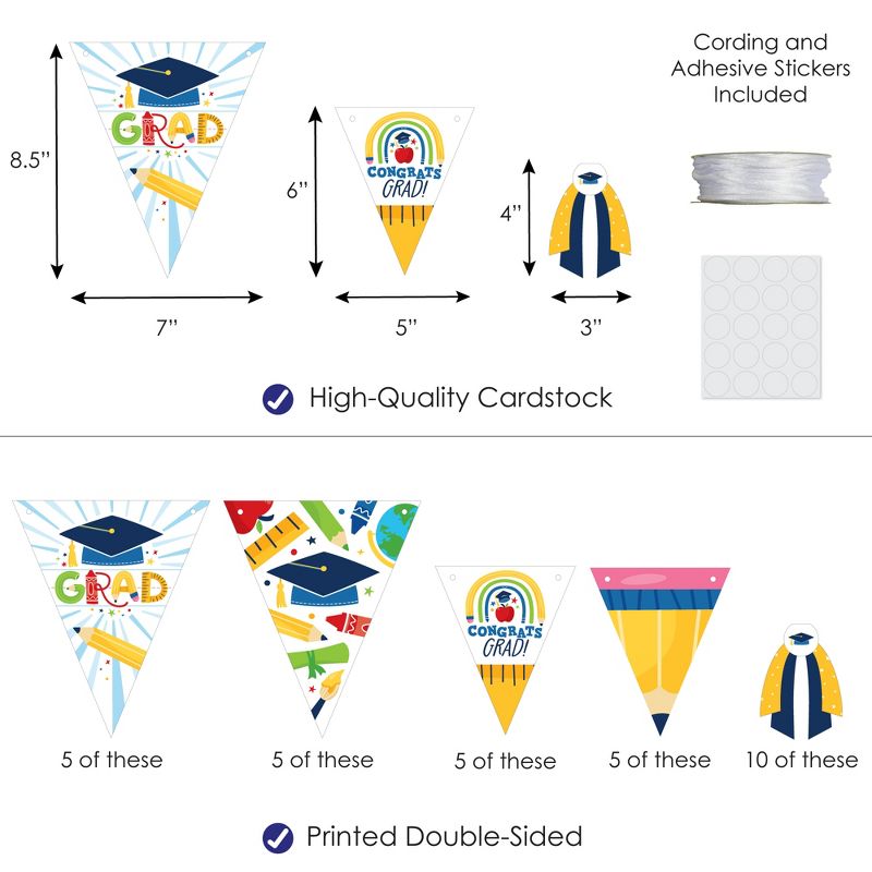 Big Dot of Happiness 30 Piece Elementary Graduation Party Pennant Triangle Banner, 4 of 10