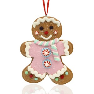 Gloria Duchin Clay Frosted Pink Gingerbread Tree Ornament - 1 of 3