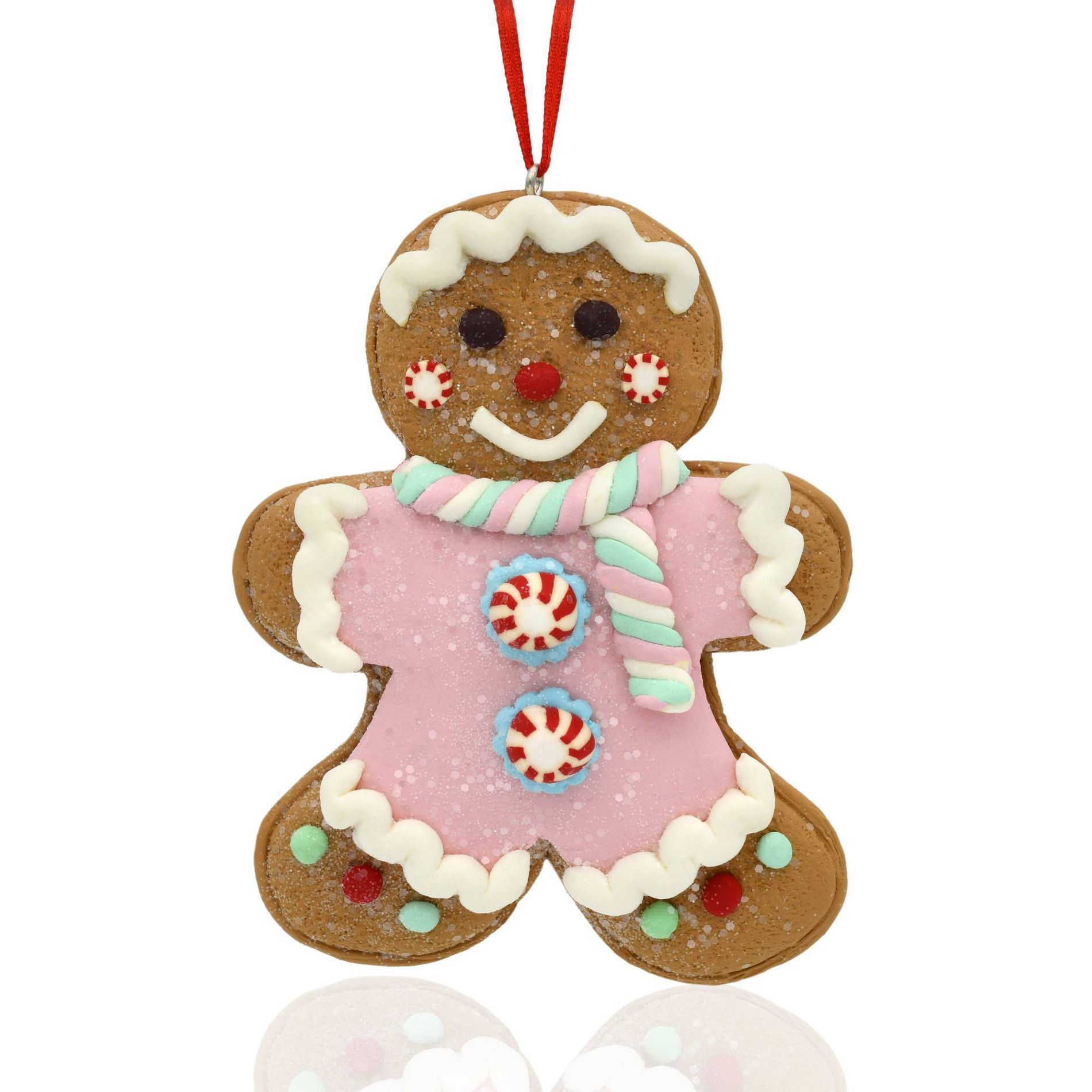 Gloria Duchin Clay Frosted Pink Gingerbread Tree Ornament