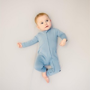 Larkspur Baby Zip Romper in Denim - 1 of 3
