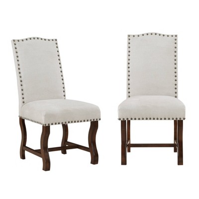 Treasure Trove Accents 2pk Hamilton Accent Dining Chairs Brown/Oatmeal: Polyester Upholstery, Rubberwood Frame, Spot Clean