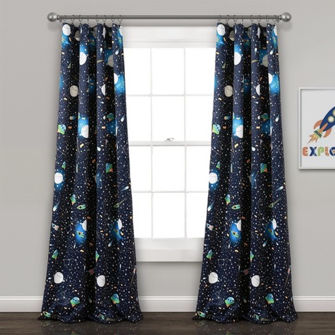 52 X84 Universe Room Darkening Window Curtain Panels Navy Lush