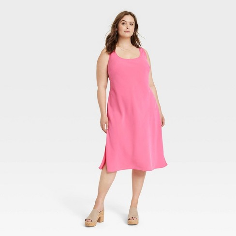 Women's Midi Slip Dress - Universal Thread™ Pink 1X