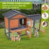 ORRD 58" Wooden Rabbit Hutch - Indoor/Outdoor Cage w/Waterproof Roof, Stairs & Cleaning Tray for Small Pets - 2 of 4