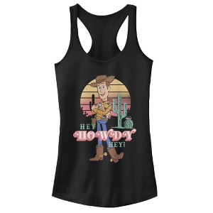 Juniors Womens Toy Story Hey Woody Racerback Tank Top - 1 of 4