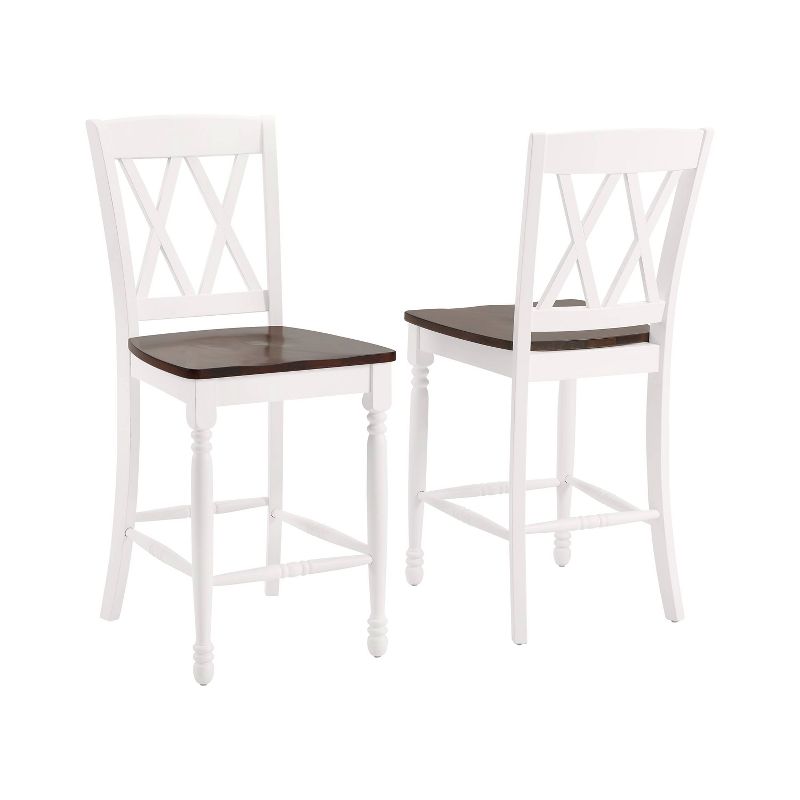 Set of 2 Shelby Counter Height Barstools Distressed White - Crosley, 1 of 16