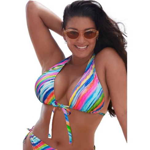 Swimsuits For All Women's Plus Size Romancer Colorblock Halter