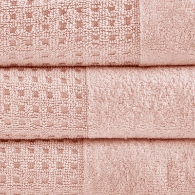Pink Waffle Jacquard Cotton 6-Piece Towel Set