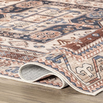 Eco-Chic Rust 4' x 6' Synthetic Non-Slip Washable Area Rug