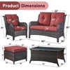 Gymojoy 6 Piece Outdoor Wicker Loveseat Sofa with Patio Chairs with Coffee Table and Ottoman Sets - 3 of 4