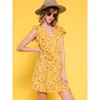 Allegra K Women's Boho Crossover V Neck Petal Sleeves Belted Floral Flowy Dress - 2 of 4
