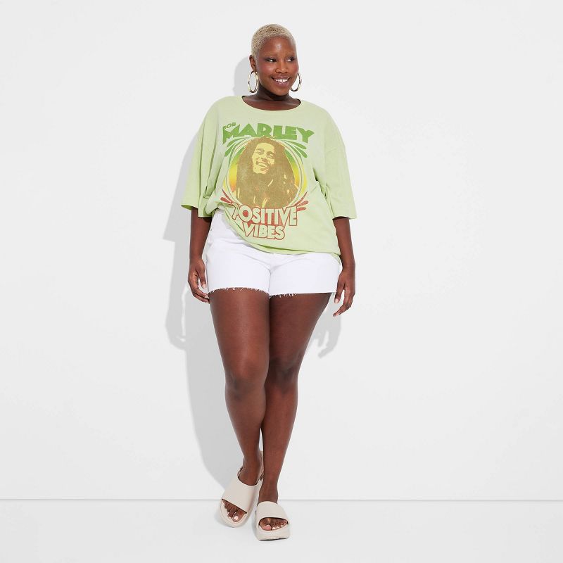 Women's Bob Marley Oversized Short Sleeve Graphic T-Shirt - Green, 3 of 4