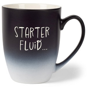 Elanze Designs Starter Fluid Two Toned Ombre Matte Black and White 12 ounce Ceramic Stoneware Coffee Cup Mug - 1 of 4