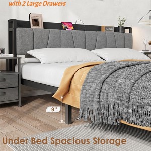 Industrial FullSize/King Size/Queen Size Bed Frame w/Storage Headboard Platform Bed with 2 Large Drawers No Box Spring Needed - 1 of 4